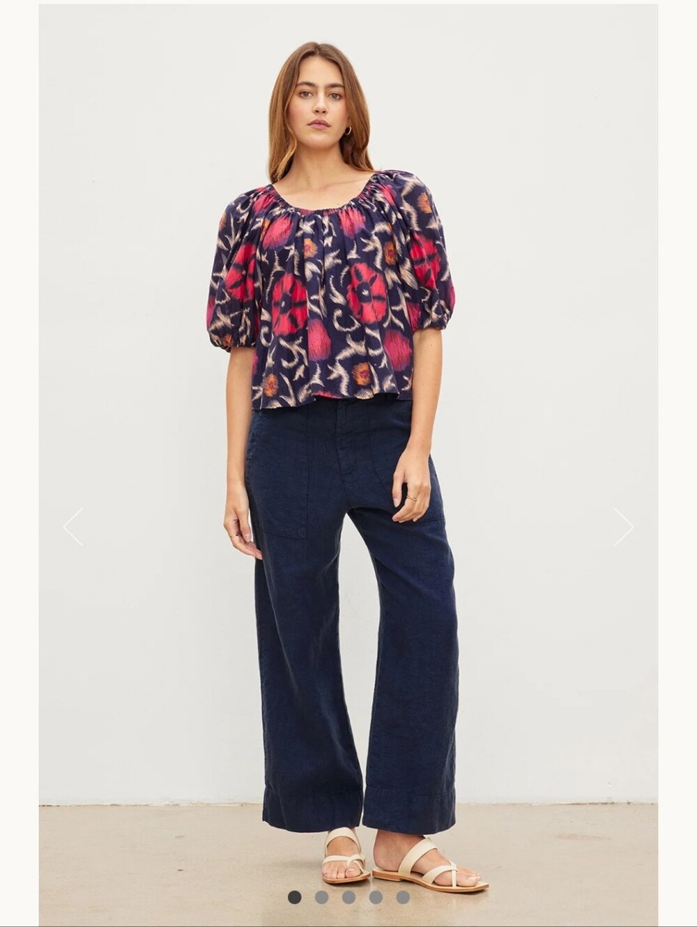 VELVET BY GRAHAM & SPENCER DRU 100% HEAVY LINEN WIDE LEG UTILITY PANTS NAVY SZ10